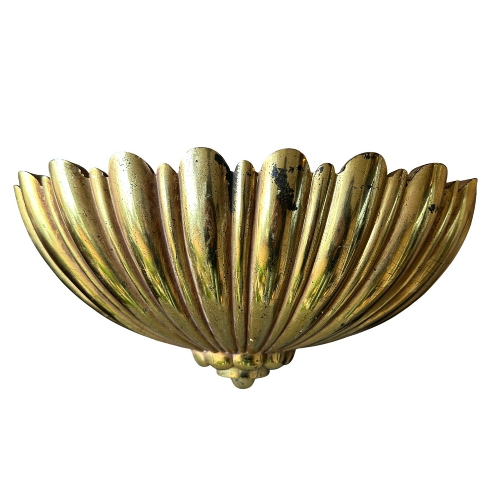 Vintage Syroco Gold Scalloped Shell Wall Sconce Pocket Planter Hollywood Regency